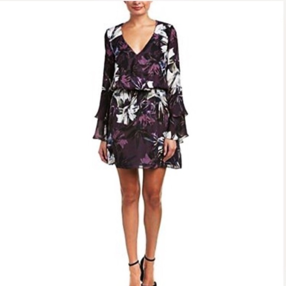 Parker Surplice Silk Ruffle Floral Dress NWT - Picture 1 of 10